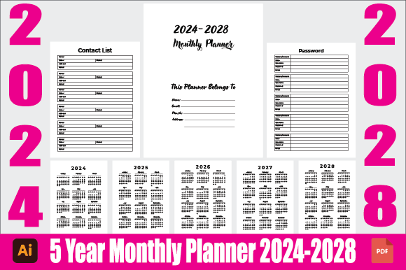 5 Year Monthly Planner 2024-2028: A Practical Tool for Long-Term Planning