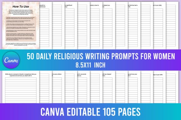 50 Daily Religious Writing Prompts for Women: A Guided Journey Toward Spiritual Growth and Reflection
