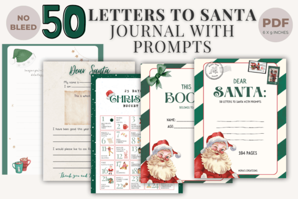 50 Letters to Santa Prompt Journal: A Design Asset