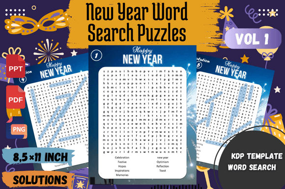 New Year Word Search Puzzles Graphic: A Practical Evaluation for KDP Publishers